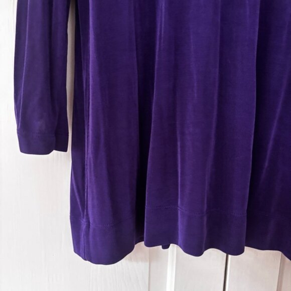 Chico's Size‎ 2 Royal Purple Open Front Cardigan Sweater Zip Sleeve Chicos Large - Picture 8 of 9